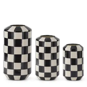 Ceramic Black & White Check Vases