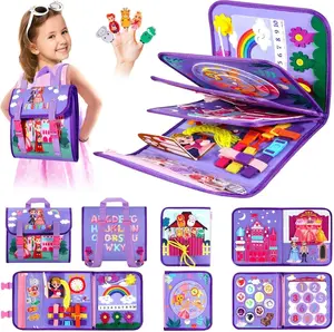 Toddler Busy Board, Montessori Toys for Girl Birthday Gift, Educational Quiet Activity Busy Book for Toddlers, Airplane Car Travel Toys