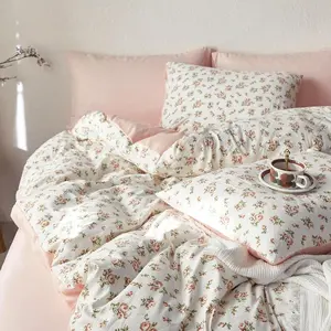 Floral Comforter Set, Coquette Cottagecore Aesthetic Flower Shabby Chic Pattern for Women Teen Girls, Soft Lightweight Bedding, 3 Pieces, Peach Blush, Twin/Twin XL Size