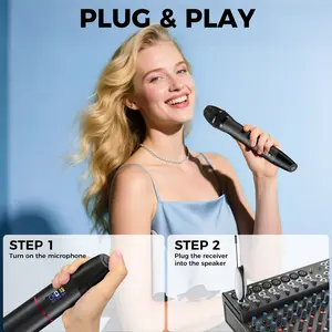 ZealSound Wireless Microphones System for Singing, Metal Dual Handheld Dynamic Karaoke Mics, 200ft Range, for Wedding, DJ, Party, Church,Outdoor Events, Live Performance, with 6.35mm Receiver & 3.5mm