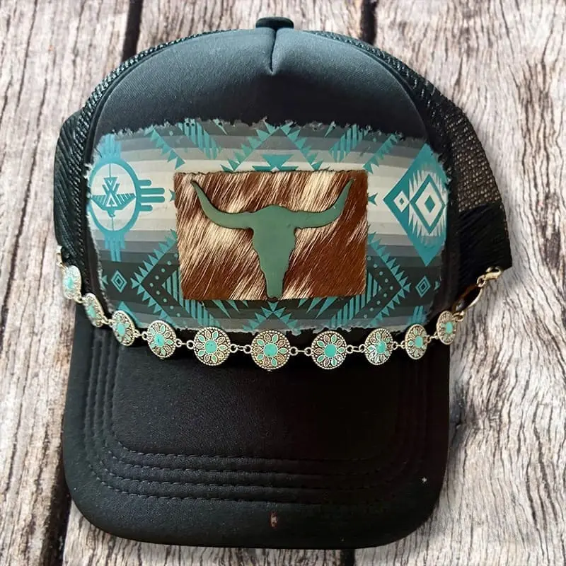 Western Wow Handmade Trucker Hat with Genuine Cowhide and Leather Patch