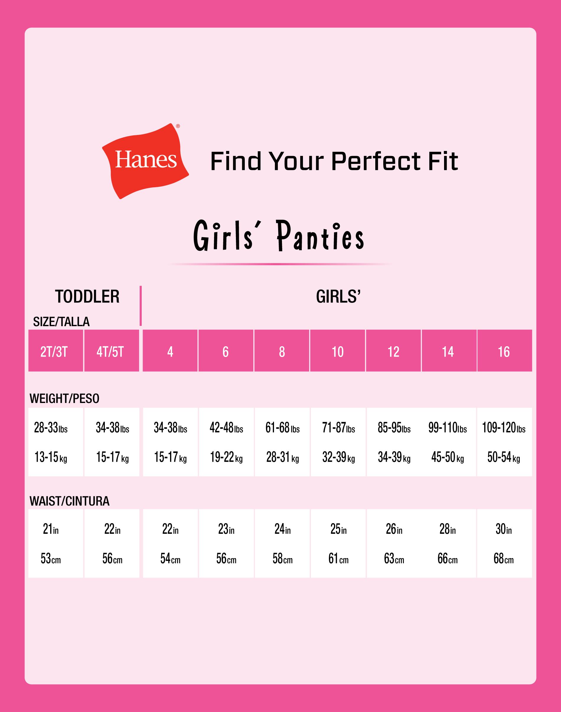 Hanes Pure Comfort Toddler Girls' Underwear Briefs, 8-Pack. Organic Cotton, Prints Assorted