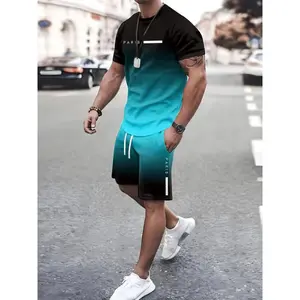 Digital Printing With Unique Patterns, A Set Of 2 Pieces For Men, Comfortable T-shirt And Casual Drawstring Shorts Summer Set, Men's Clothing