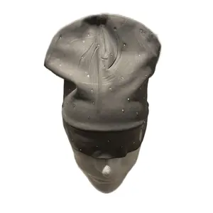 Rhinestone Beanies with Silk Inside for Hair Protection Stylish and Comfortable Accessory in polyester Material
