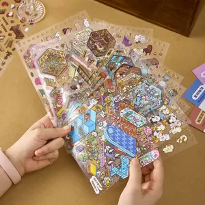 Zaomo 3D Scene Sticker Book with Tweezers, 49PCS DIY Scrapbook Kit, Cute Cartoon Reusable Stickers for Journaling, Scrapbooking, DIY Collage, Stress Relief Craft Gift for Couples & Adults, Sticker Packs, Scrapbook Materials summerwins