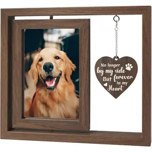 Pet Memorial Gifts for Loss of Dog, 4x6 Rotating Wooden Picture Frame, Loss of Dog Sympathy Gift- Pet Bereavement Remembrance Gifts