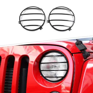 2-Piece Laser-Cut UV Resistant Headlight Guard, Perfect Fit Front Headlight Protector Cover Trim for 2007-2017 Jeep Wrangler JK