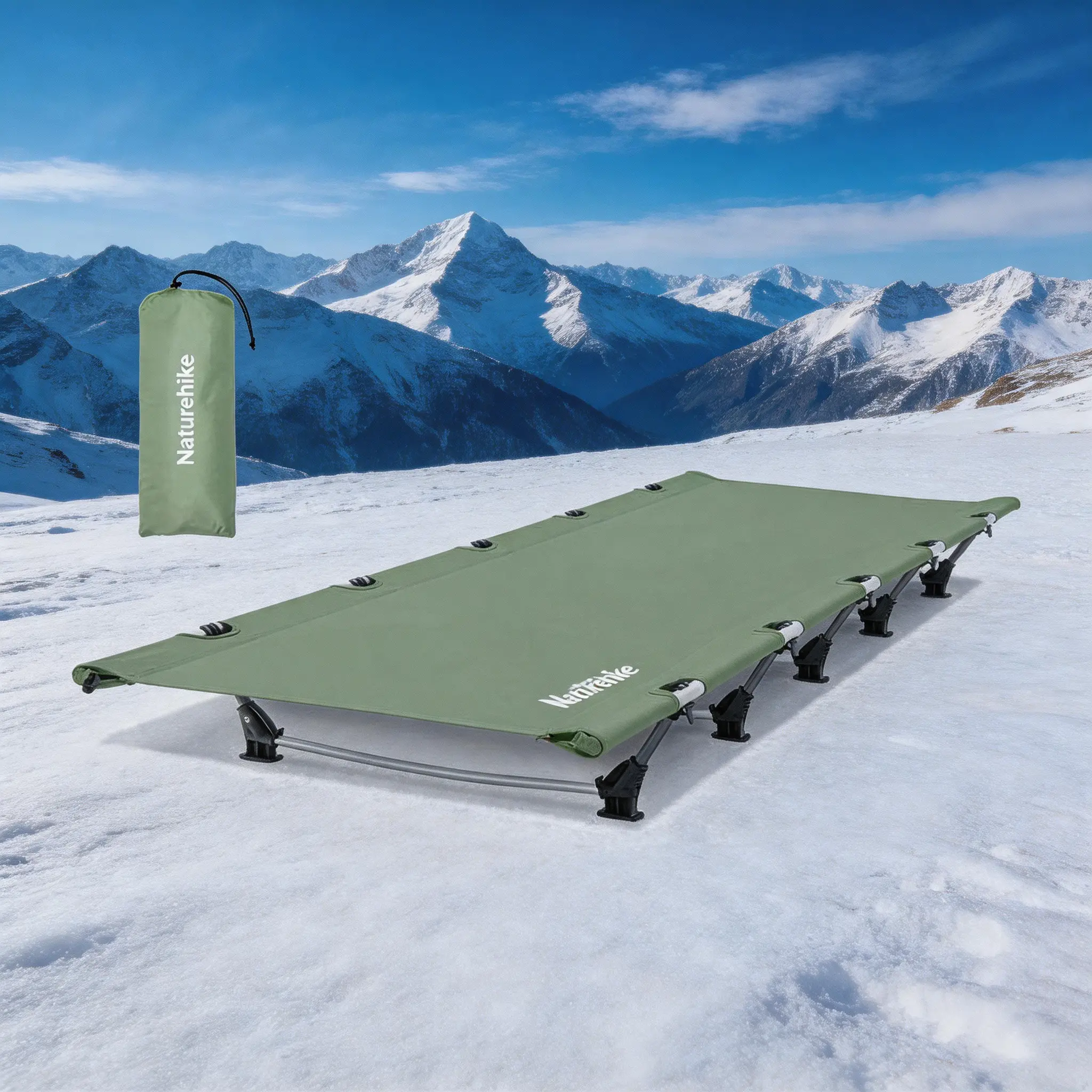 Naturehike GreenWild 7075 Aluminum Camping Cot Bed - Portable Outdoor Equipment, 330lbs Weight Capacity, Packs Smaller Than Sleeping Bag, for Hiking, Travel