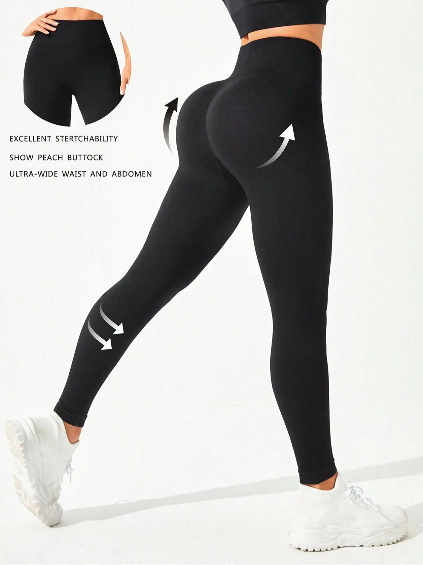 Women's High Waist Sporty Yoga Pants, High Waisted Leggings, Seamless Yoga Leggings, Running Fitness Gym Wear, Yoga Activewear, Plain Pattern, Fall & Winter Workout Bottoms, Gym Workout Sportswear