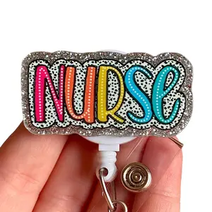 Glitter My Badge Cute nurse badge reel for nurse and hospital workers. Badge clip Badge pull - Retractable swivel clip with a 360 rotation. Great gift for coworker.