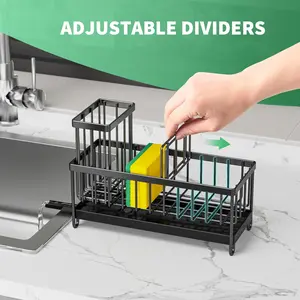 Sponge Holder for Kitchen Sink, Sink Caddy with High Brush Holder, Kitchen Sink Organizer Countertop Rustproof 304 Stainless Steel, Soap Dispenser Kitchen Organizers and Storage Essentials chip seal defrost plate bread clip amish peanut butter stirrer