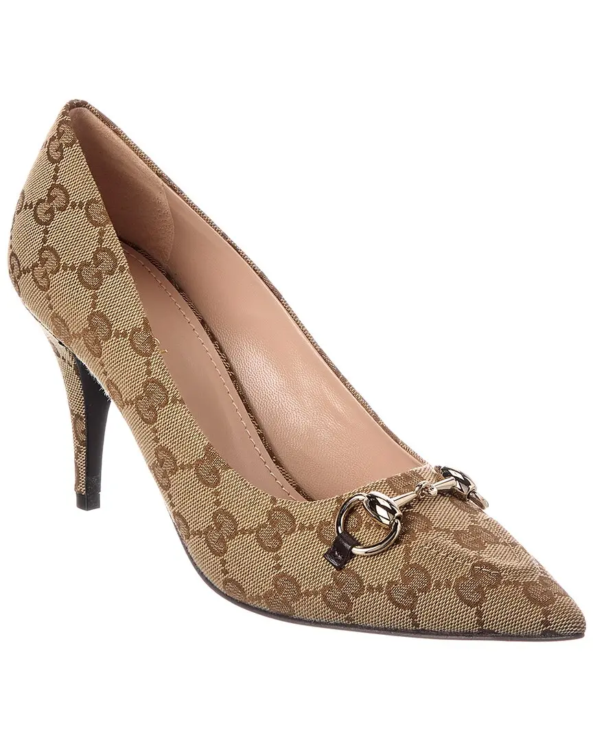 Gucci Horsebit Canvas & Leather Pump