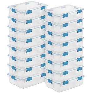 Sterilite 37 Qt Clear Plastic Home Storage Tote Bin with Secure Lids, (16 Pack)
