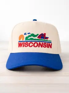 Wisconsin State Hat – Retro Embroidered Baseball Cap, Vintage Midwest Dad Hat, State Pride Adjustable Cap