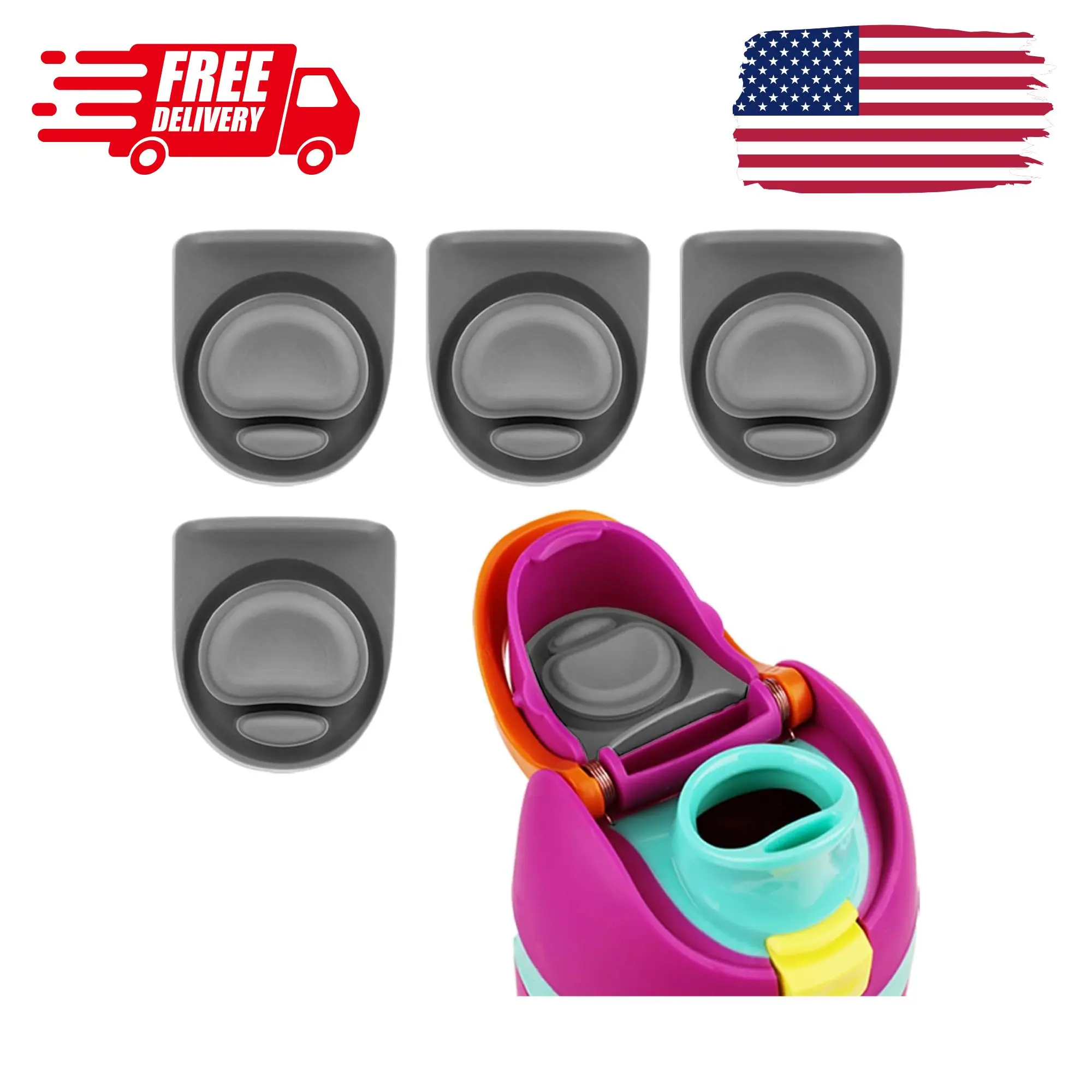 4pcs Replacement Stopper Compatible with Owala FreeSip 24oz 32oz (Gray)