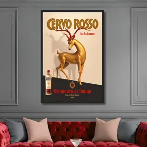 Art Deco Golden Deer Cocktail Bar Poster Print