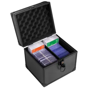 【Local Shipping】Aluminum Alloy Card Storage Box with Lid | 2-Grid Dustproof Organizer for MTG/Pokémon/TCG | Holds 44 Card Slabs & Top Loaders | PSA/BGS/CSG Compatible | Portable Handle Design