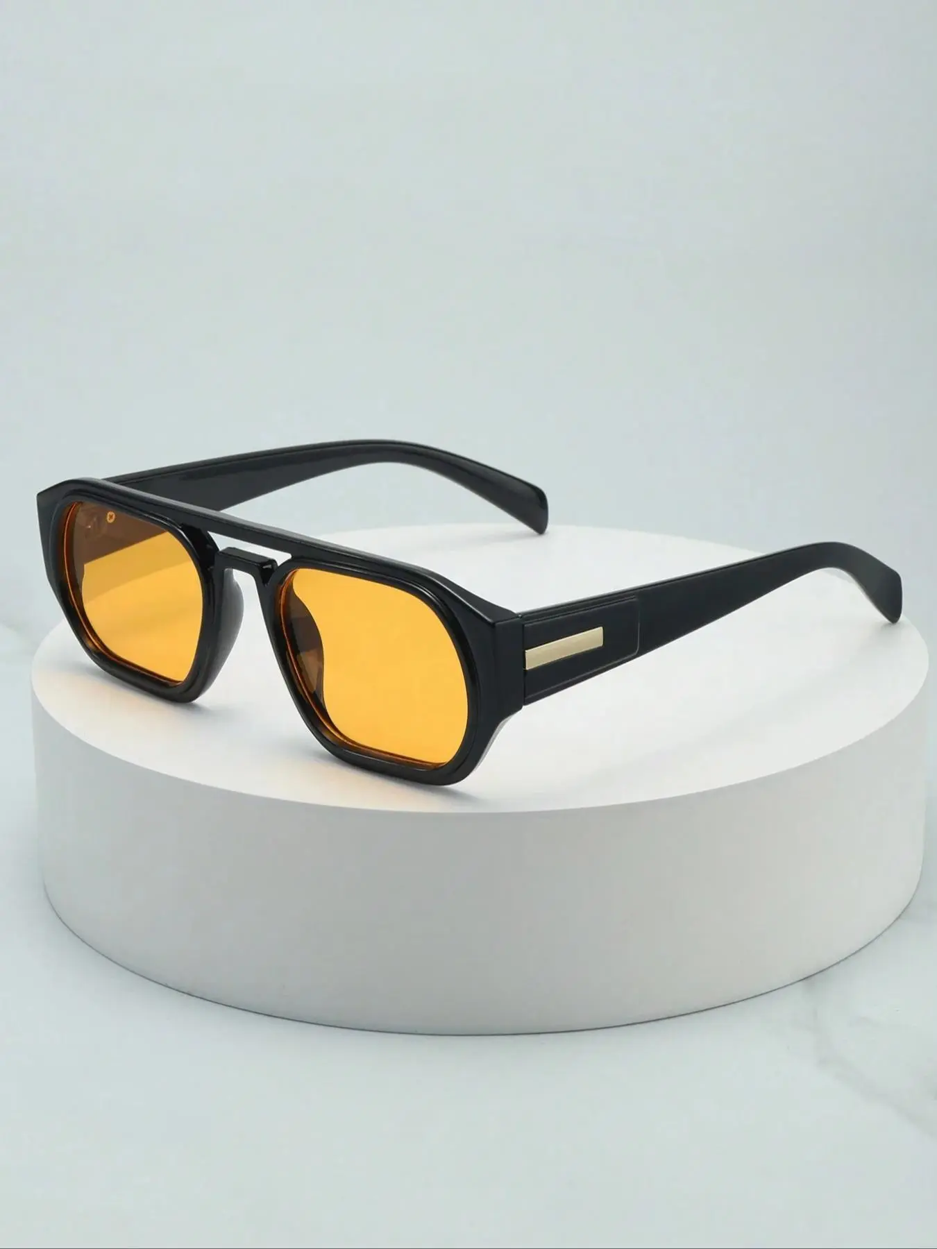 Men's Vintage Double Bridge Aviator Frame Glasses, Trendy Casual Glasses for Everyday Use, Fashion Accessories for Outdoor Activities, Lightweight Durable Sunglasses, Sun Protective Sunglasses, Sunglass Aviators