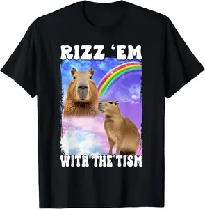 100% Cotton  Cotton Rizz 'Em With The 'Tism Internet Meme T-Shirt, Small, Black Golf Gift T-Shirt For Men And Women