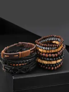 13 piece coconut shell wooden bead bead elastic thread Stretchy Bracelet Set men's bracelet bracelet suitable for daily wear, vacation and dating occasions, and is also a surprising and exquisite small gift
