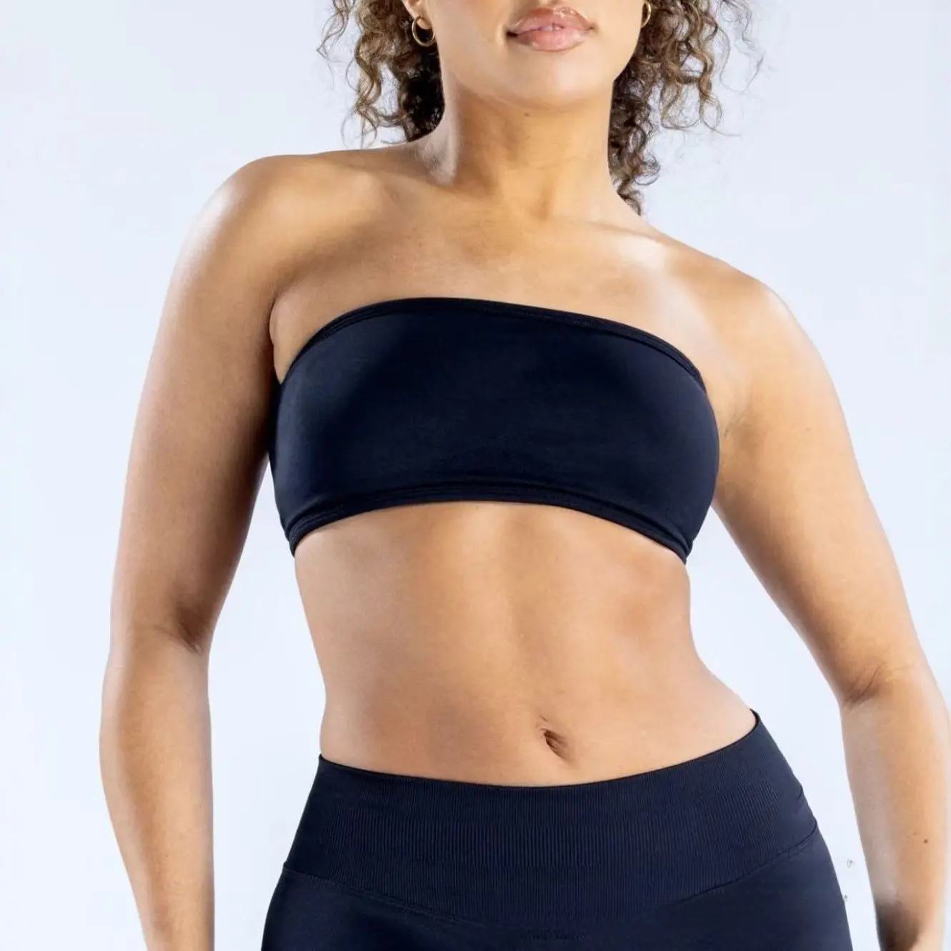 [With Logo] DFYNE New Arrival Female Strapless Yoga Bandeau Top - Full Matte, Ultra-Soft Nylon, Body Sculpting, 1 Size, Plus Size, Women's Workout Clothes