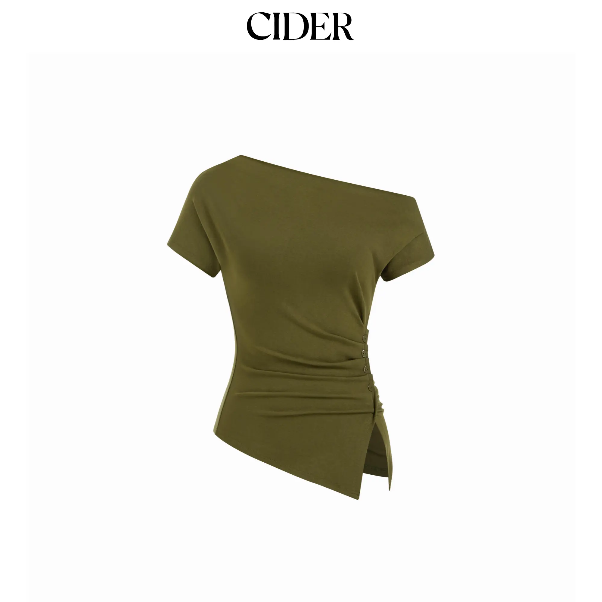Cider Short Sleeve Asymmetrical Top