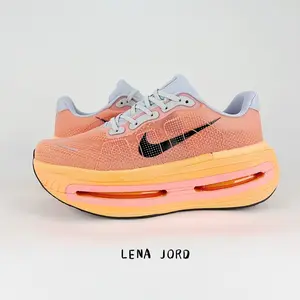 Peach Orange Gradient Mesh Breathable Pressure Relief Walking Shoes Hollow Air Cushion Thick Foam Sole Comfort Sneakers for All Day Standing Fitness Cross Training