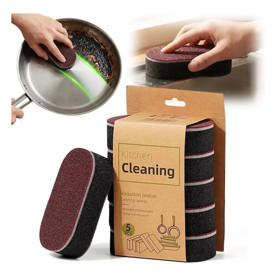 2026 Multi-Functional Foam Cleaning Sponges Set of 5, Reusable Washable Textured Cleaning Sponges & Scouring Pads for Kitchen, Bathroom Sink, Floor, Shower Tub Scrubbing, & Scouring Pads Reusable Washable Sponges