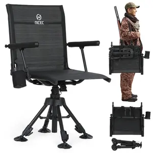 360° Swivel Hunting Blind Chair Adjustable 4-Leg Ground Seat for Turkey Strutter and Outdoor Hunting with Enhanced Stability