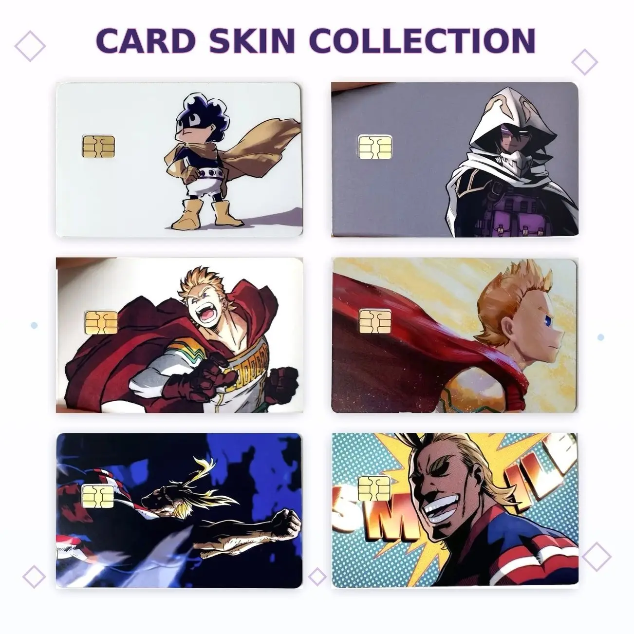 My Hero Academia All Might Mirio & Aizawa Card Skin Collection, MHA Anime Credit Debit Card Vinyl Sticker, Hero Character Card Cover