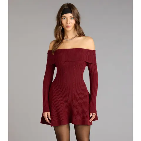 Wrapped Up Cute Off-The-Shoulder Dress