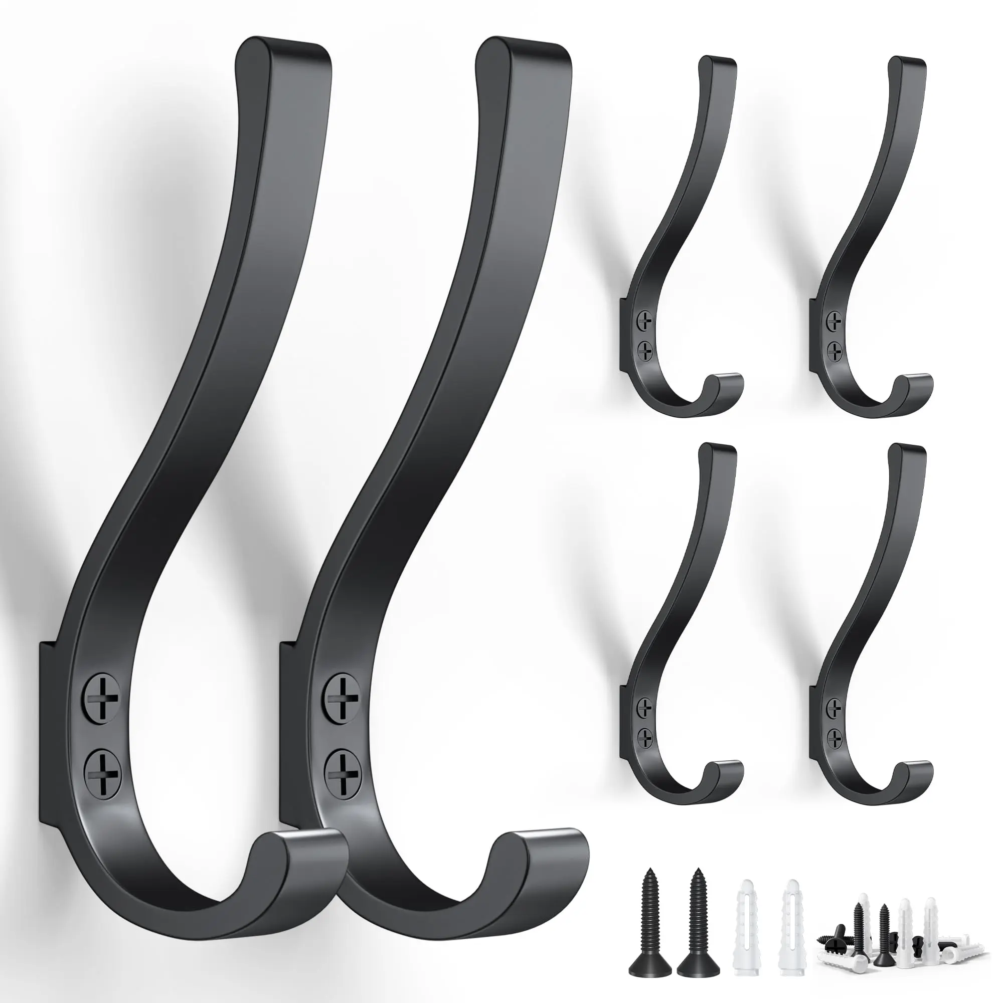 6-pack Heavy Duty Coat Hooks For Wall Mount - Durable Wall-mounted Hanging Coats  Backpacks & Bookbags Rust-resistant Hanger Entryway Garage Dorm