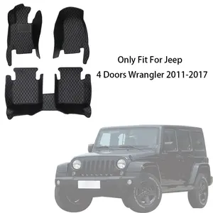 Full Set Nappa PU Leather Car Floor Mat For Jeep Wrangler 4 Doors 2011-2017 Front And Rear Cushion Slip-Resistant Wear-Resistant Auto Interior Accessories