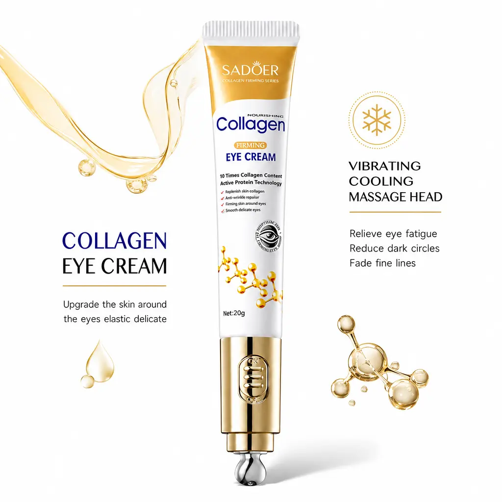 Collagen eye cream, lifting and firming, reduces fine lines and dark circles, cooling massage, easily absorbed