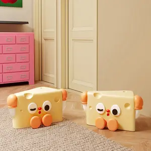 Cartoon Shoe Bench, 2025 Cheese Creative Stool, Kids Room Bedroom Cute Small Chair, Home Living Room Cartoon Decor Storage Stool, Stable Non-Slip Stylish, Bedroom Living Room Kids Room, Must-Have for Home Decor Seating, Step Stool
