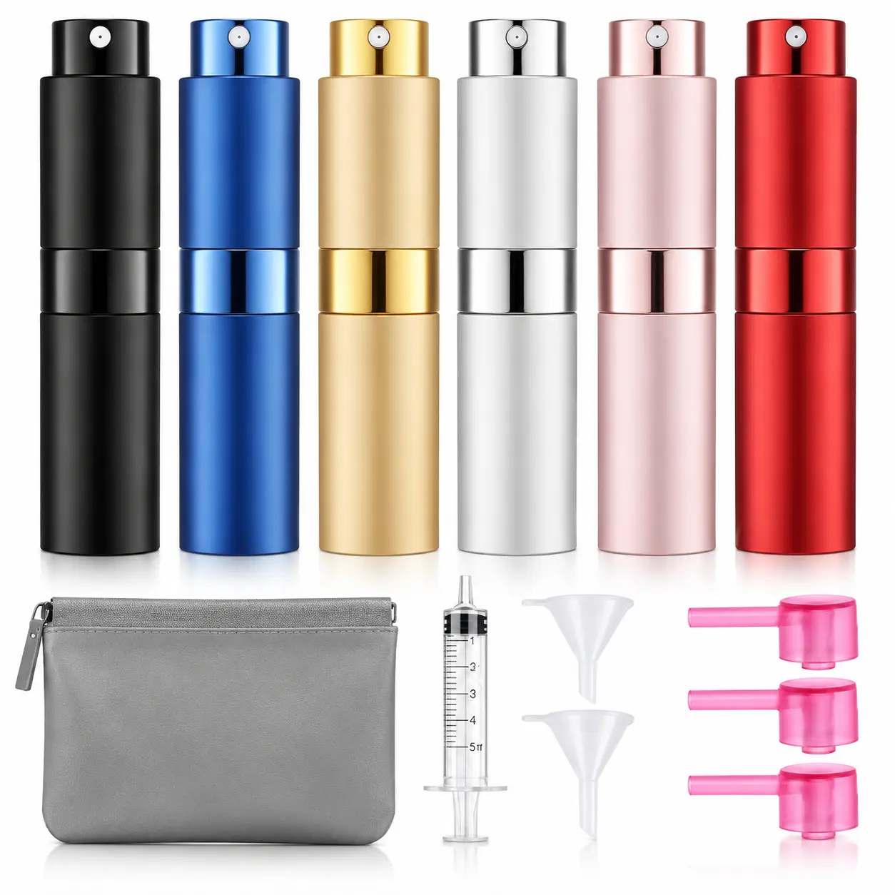 6 Pack Refillable Perfume Atomizer Bottles, 8ML Travel Fragrance Spray Containers with Refill Tools