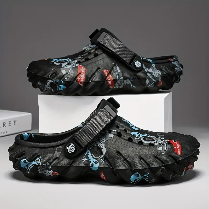 2026 Comfy Chunky Color Block Mule Trendy Men's Summer Clogs Non-Slip EVA Sole Anti-Odor Airy Design Daily Daily Wear, Fisherman, Light, Arch Support, Stretch, Indoor, Woven, Multi-Purpose Chic Style Shoes Basic Comfort