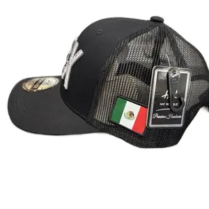 Gorra Negra con Napa de Mexico - Black Cap with Mexican Flag Patch and Mesh Back Design
