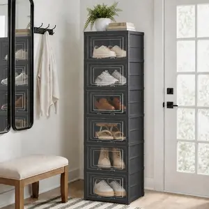 Collapsible Shoe Box Space Saving Foldable Shoe Cabinet Transparent Visual Door Breathable Durable Easy To Clean Dustproof Shoe Storage For Entryway Hallway Bedroom Closet Dormitory