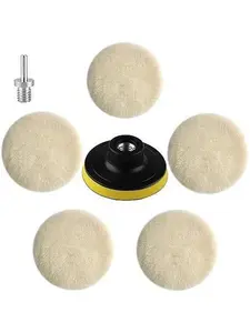 7pcs 3inch/5inch Polishing Pads Wool Buffing Pad Kit, Car Polishing Pads Drill Buffer Polisher Attachment with M14 Drill Adapter, Hook Loop Polishing Wheel Car Buffing Pads for Drill, Car Polisher