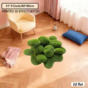 2D flat, irregular carpet / non-standard carpet, green circular plant decoration, multi-size suitable for bedroom, living room, dressing table, sofa area, enhancing the atmosphere shaped carpet, Decorative Rug, Home Decor Rug