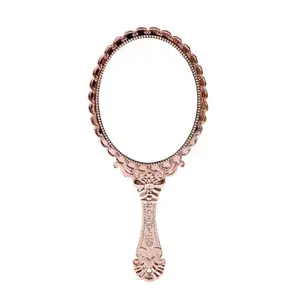 Portable Vintage Lace Makeup Mirror Hand Hold Oval Round Mirror Noble Restore Ancient Ways Court Mirror Beauty Tool