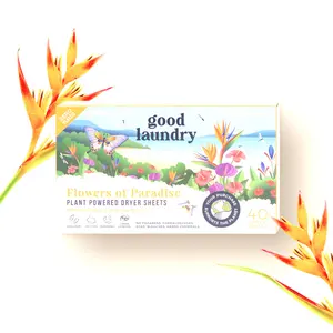 Flowers of Paradise Scented Dryer Sheets, Reduce Static, Essential Oils, No Harsh Chemicals, Biodegradable, and Hypoallergenic