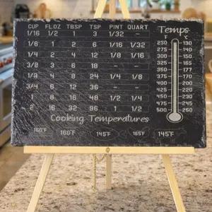 Engraved Slate kitchen conversion chart with display stand