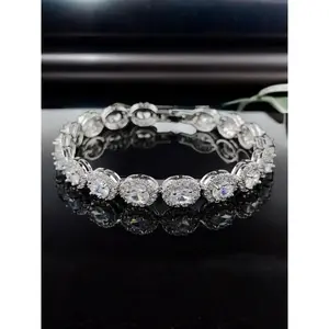 New Elegant Rhinestone Decorated Artificial Gemstone Chain Bracelet, Luxurious Elegant Jewelry, Fashionable Accessory for Women, Ideal Gift for Girls