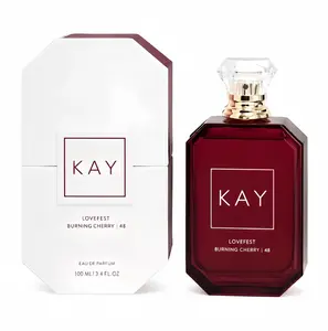 KAY Lovefest Burning Cherry 48 Unisex Eau de Parfum, 3.4 fl oz (100ml) Long-Lasting Oriental Sweet Cherry Warm Fruity Gourmand Luxury Layerable Fragrance, Summer Daily Gift for Men-Women