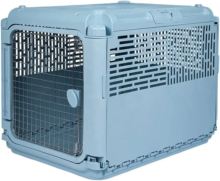 Sport PET Plastic Kennels Rolling Plastic Wire Door Travel Dog Crate, Collabsible Kennel, 22.1" L x 23.3" W x 30.6" H