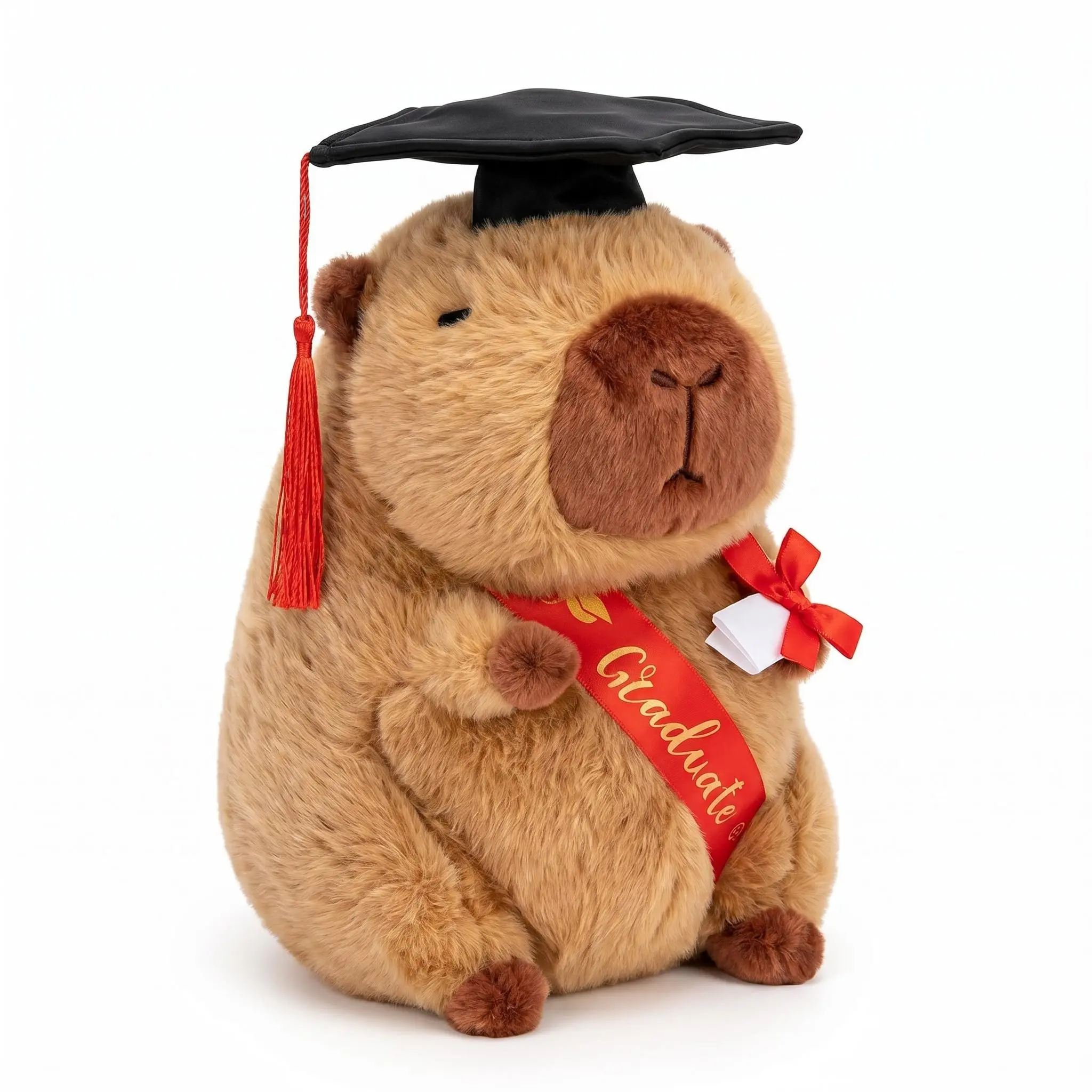 9in Brown 2026 Graduation Capybara Stuffed Toy - Soft Adorable Plush with PhD Hat, Diploma, Dangling Tassel, Soft Fabric, Durable Stitching, Cuddly Stuffed Animal Gift for Capybara Lovers, Academic Decor Keepsake