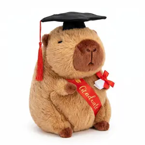 2026 Graduation Capybara Plush with PhD Hat Cap Graduation Diploma Capibara Stuffed Animal Cute Plushies Toy Gifts Decorations Keepsakes Souvenirsfor Girls Boys Brown 9 inch