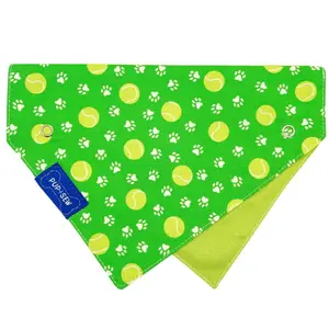 Tennis Ball Dog Collar Bandana, Reversible and Two-Tone